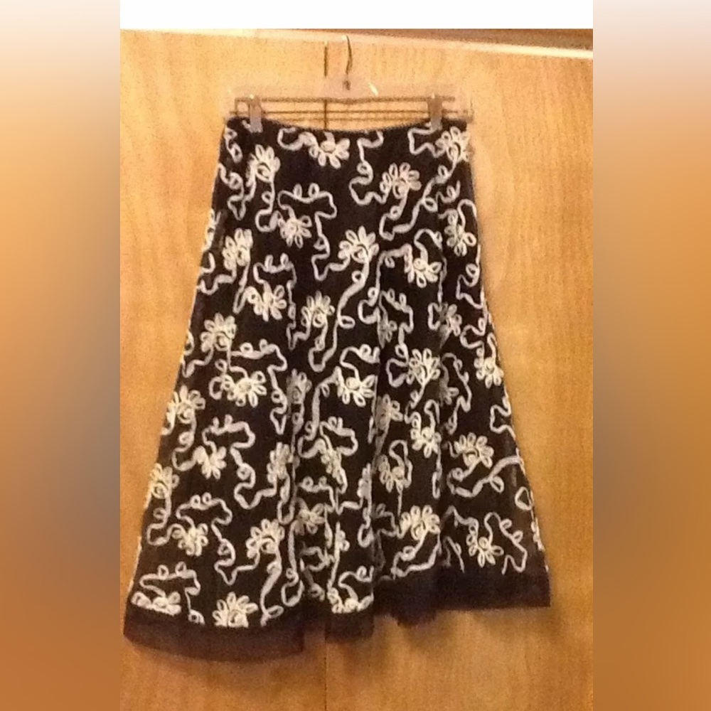MSK Black and White Embellished Midi Skirt